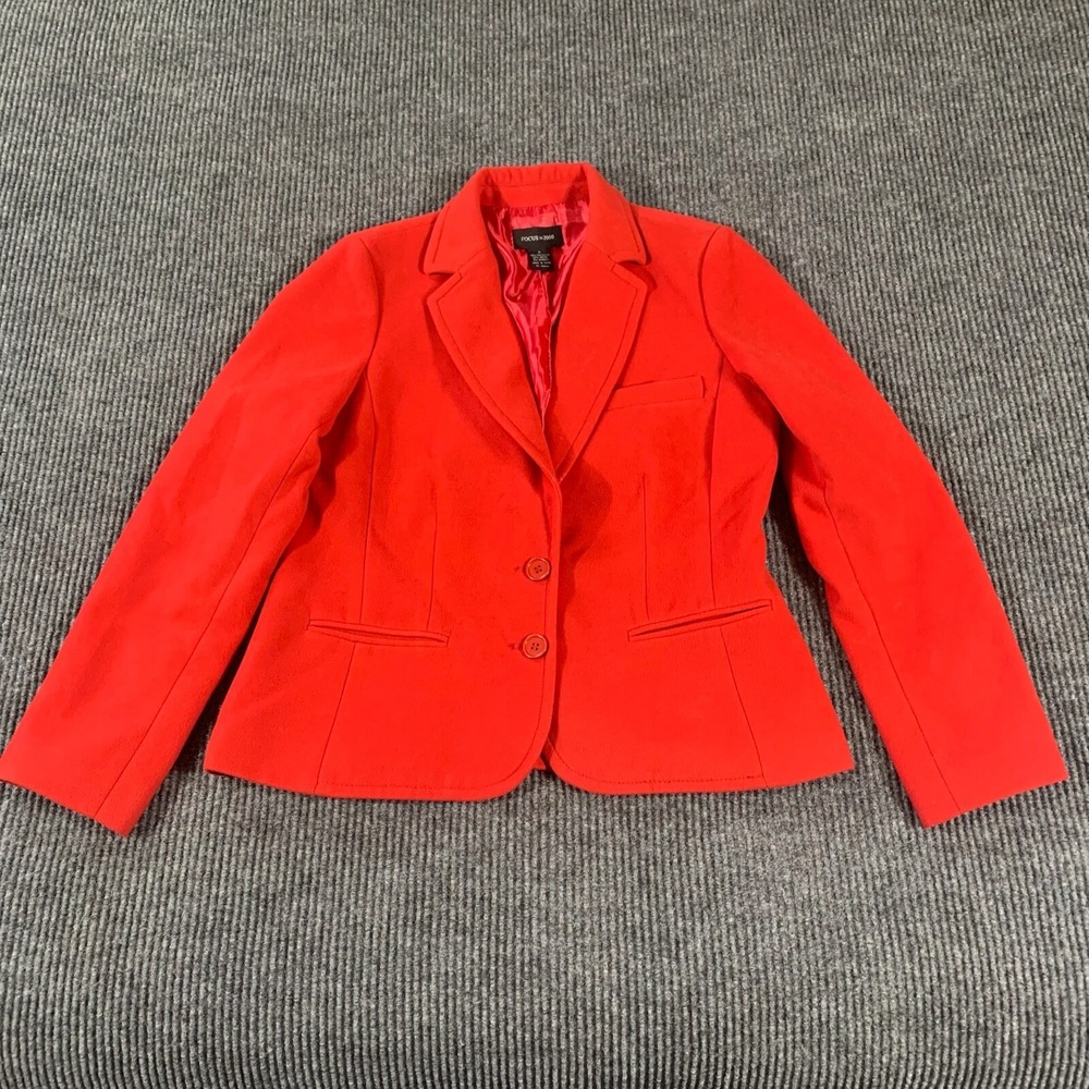 Focus 2000 Blazer Womens‎ 10 Red Single Breasted Lined Sports Coat Formal Career